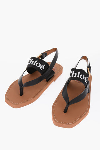 sandali infradito WOODY con dettagli in pelle