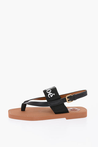 sandali infradito WOODY con dettagli in pelle