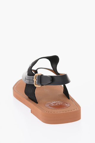 sandali infradito WOODY con dettagli in pelle