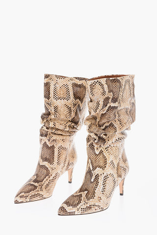 6.5cm python print leather High heel boots
