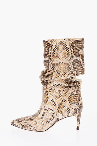 6.5cm python print leather High heel boots
