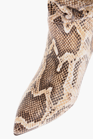 6.5cm python print leather High heel boots