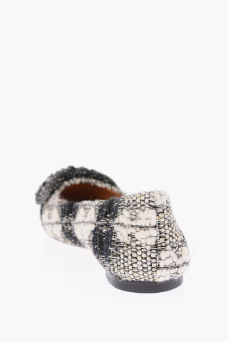 wool crystal bow Ballet flats