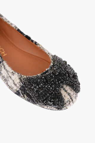 wool crystal bow Ballet flats
