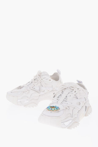205W39NYC sneakers in pelle e tessuto con dettaglio gioiello