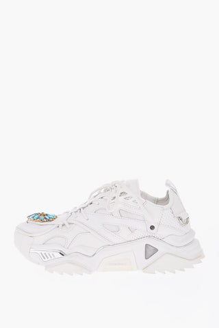 205W39NYC sneakers in pelle e tessuto con dettaglio gioiello