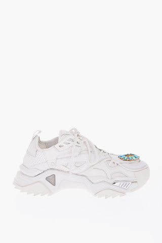 205W39NYC sneakers in pelle e tessuto con dettaglio gioiello