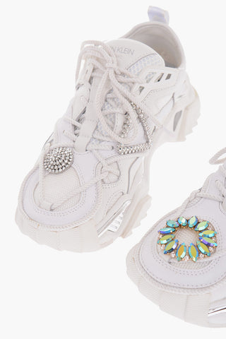 205W39NYC sneakers in pelle e tessuto con dettaglio gioiello