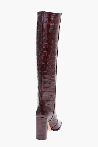 10cm crocodile print leather Square Toe Knee boots