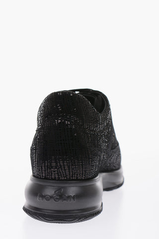 suede leather sneakers with sequined detail