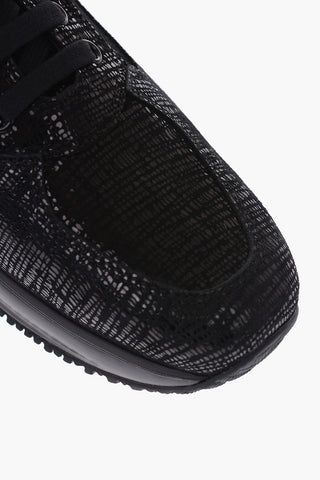 suede leather sneakers with sequined detail