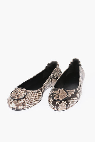 snake print leather MINNIE Ballet flats
