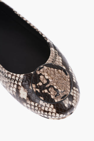 snake print leather MINNIE Ballet flats