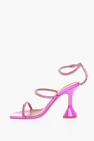9.5 cm leather rhinestone embellished GILDA Ankle-strap sandals