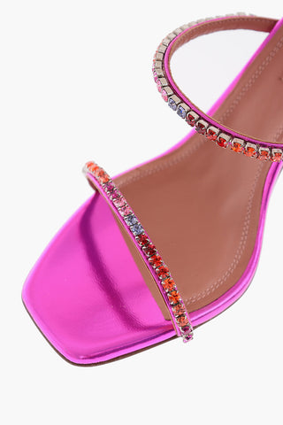 9.5 cm leather rhinestone embellished GILDA Ankle-strap sandals