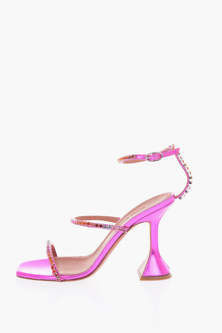 9.5 cm leather rhinestone embellished GILDA Ankle-strap sandals