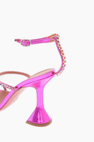 9.5 cm leather rhinestone embellished GILDA Ankle-strap sandals