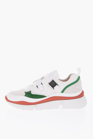 leather and fabric JUNGLE GREEN sneakers