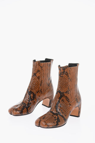 MM22 5.5cm snake print leather TABI Ankle boots