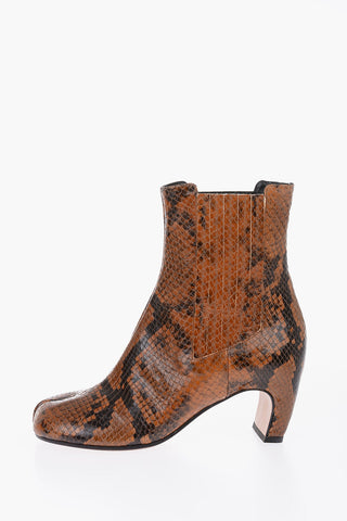 MM22 5.5cm snake print leather TABI Ankle boots
