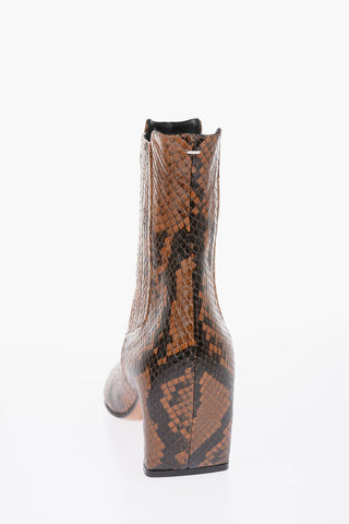 MM22 5.5cm snake print leather TABI Ankle boots
