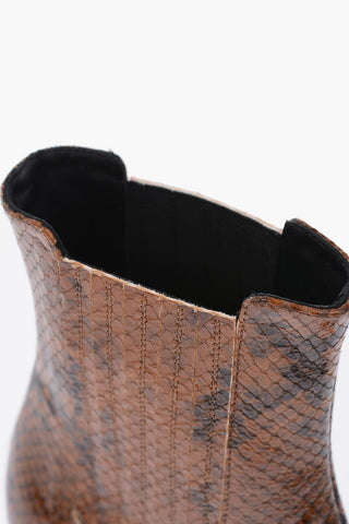 MM22 5.5cm snake print leather TABI Ankle boots
