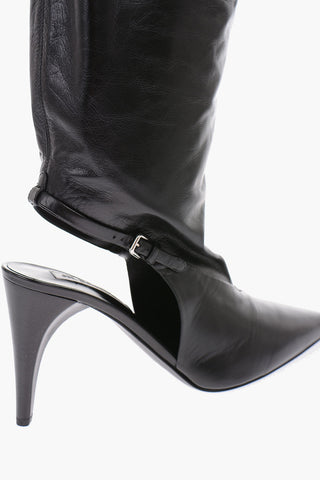 Stivali in pelle tallone aperto 10cm