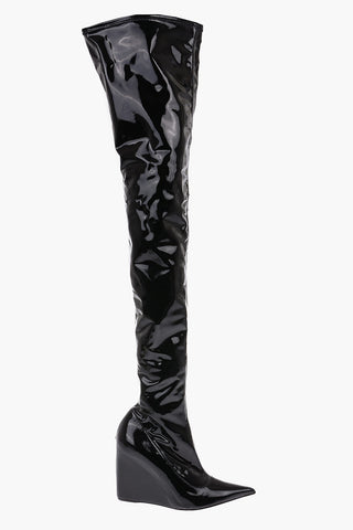 11cm patent leather over the knee DANIELLE wedge boots