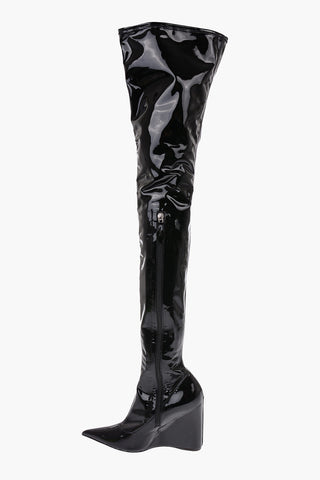 11cm patent leather over the knee DANIELLE wedge boots