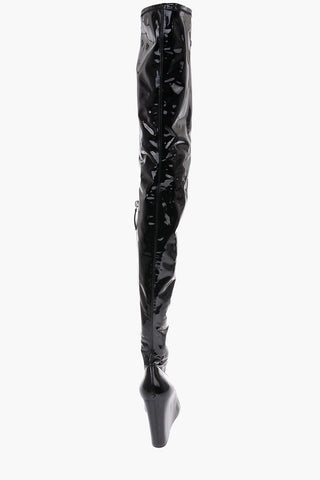11cm patent leather over the knee DANIELLE wedge boots