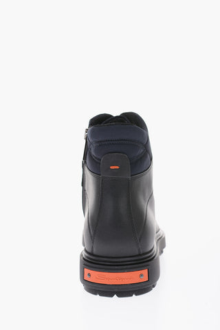leather Side Zip Ankle Combat boots