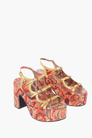 11cm brocade platform sandals