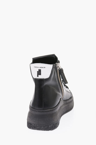 Sneakers Alte in Pelle con Suola Platform e zip laterale
