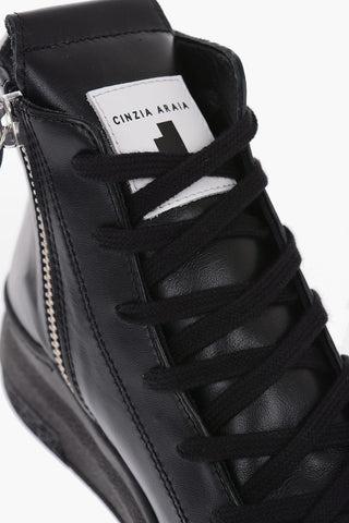 Sneakers Alte in Pelle con Suola Platform e zip laterale