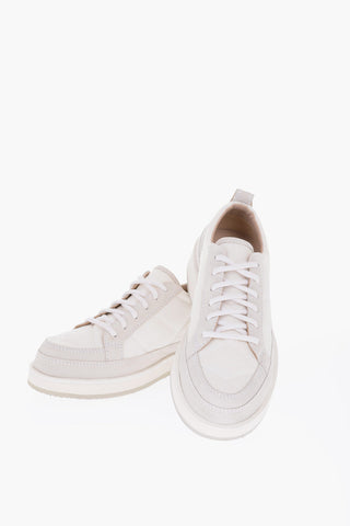 sneakers in pelle e tessuto
