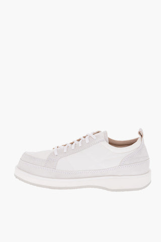 sneakers in pelle e tessuto