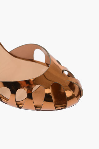 10.5cm leather Cut-out heels