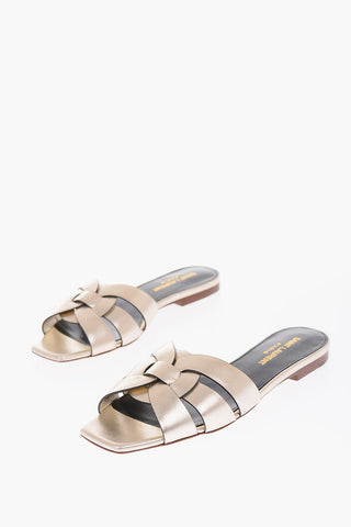 Sandali in pelle lamè