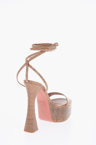 13.5cm snake print leather VITA Lace-up sandals