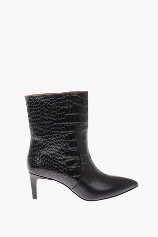 7cm leather crocodile print High heel ankle boots