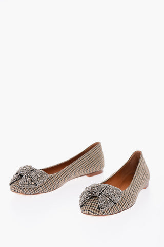 Houndstooth Ballet flats with rhinestone embellished
