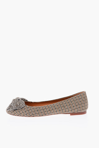 Houndstooth Ballet flats with rhinestone embellished