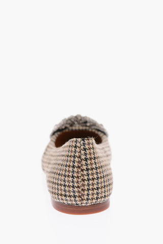 Houndstooth Ballet flats with rhinestone embellished