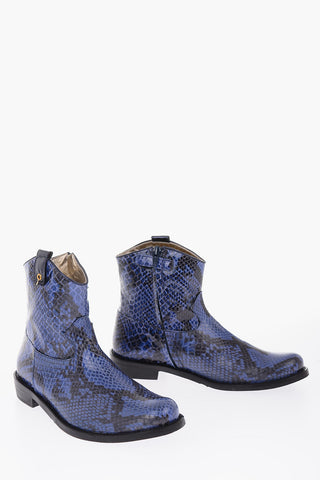 python printed side zip Western boots