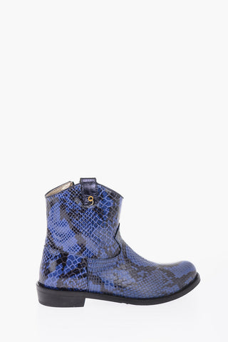 python printed side zip Western boots