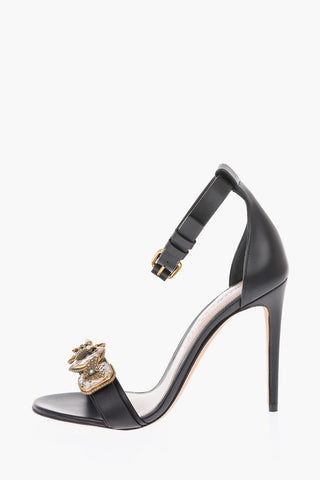 11cm leather Ankle-strap sandals with jewel