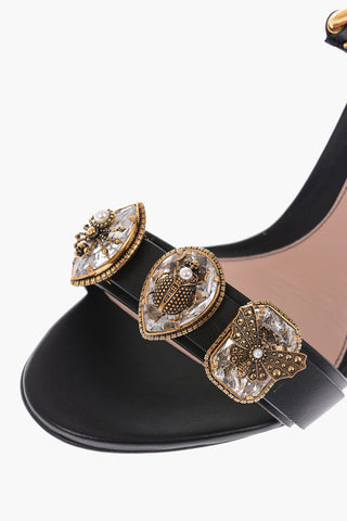 11cm leather Ankle-strap sandals with jewel