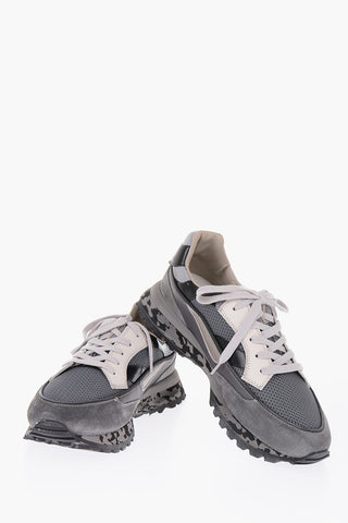 leather and fabric THREEDOME sneakers