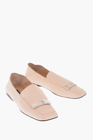 leather CHALK Square Toe loafers