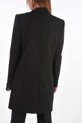1 Button Long Blazer with Satin Peak Lapel